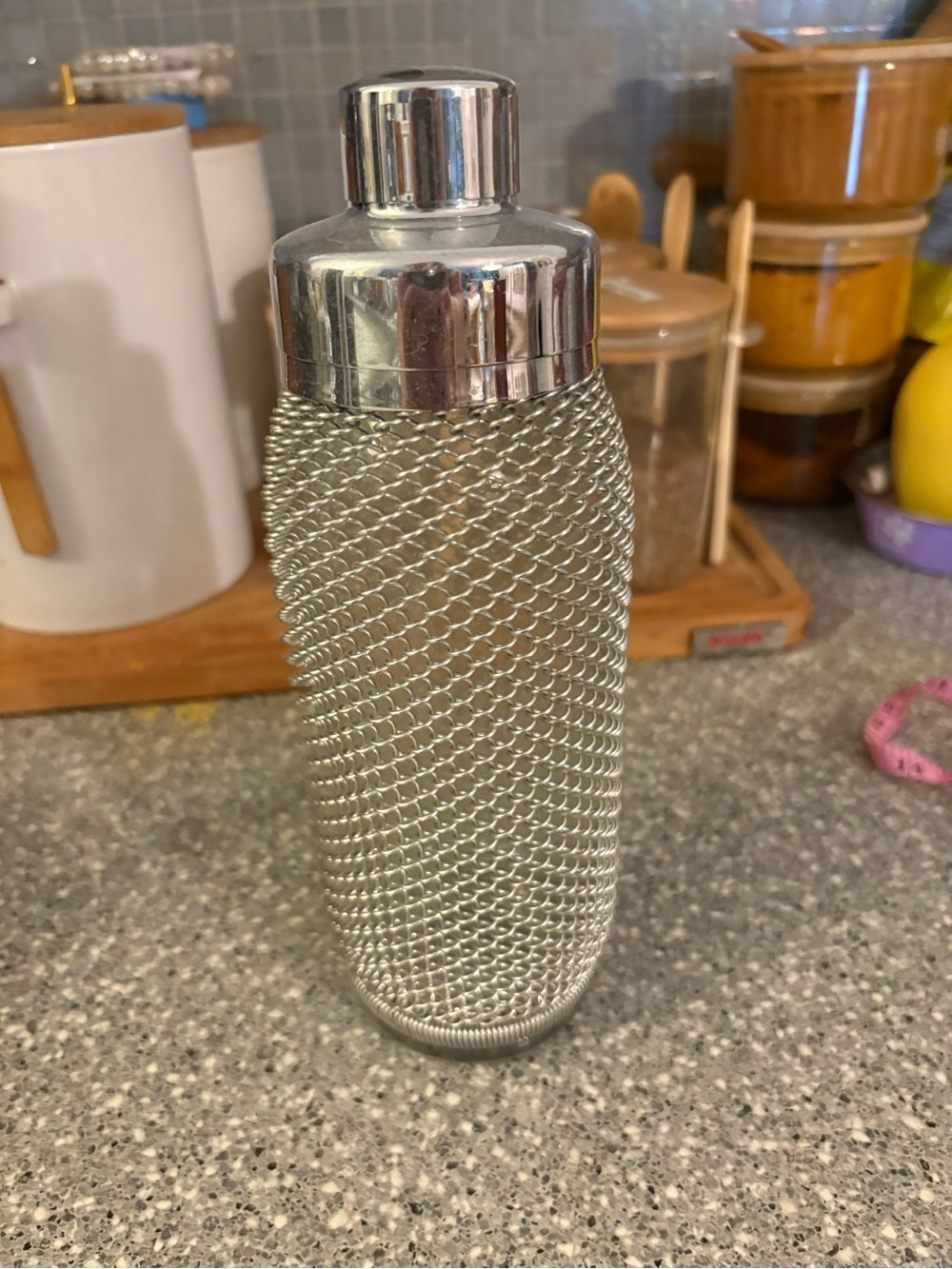 Silver Mesh Cocktail Shaker - Classic Bar Tool